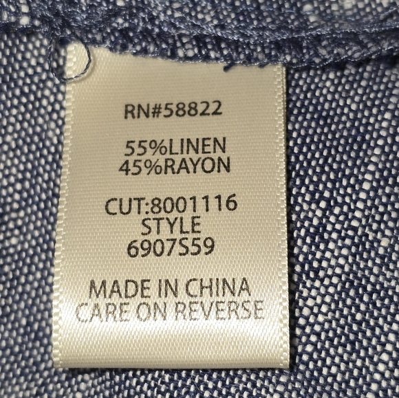 Sleeveless Denium Look Linen Blend Dress, Size Small, EUC - Picture 6 of 6